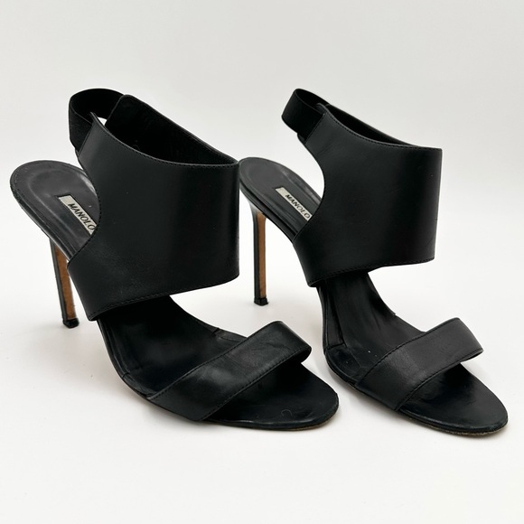 Manolo Blahnik Shoes - Manolo Blahnik Slingback Leather Peep Toe High Heels